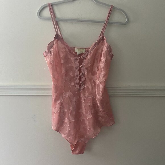 Victoria's Secret Other - Victoria Secret Gold Label Pink Patterned One Piece Satin Teddy Lingerie Size: M